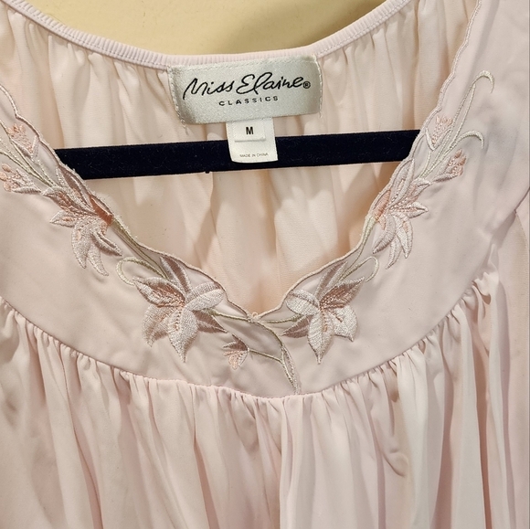 Miss Elaine Classics Pink Old Fashion Sleepwear Nylon Night gown size M - Picture 6 of 9
